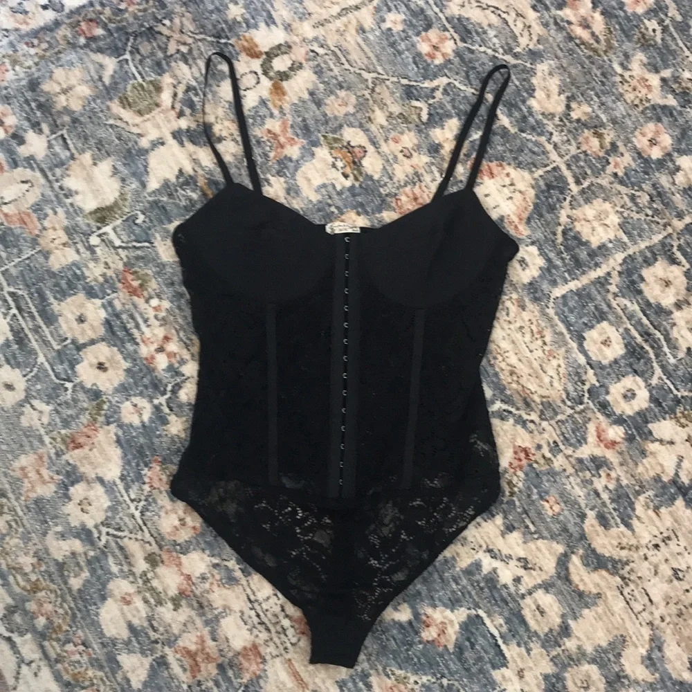 Free People Lace Night Rhythm Bodysuit in Black